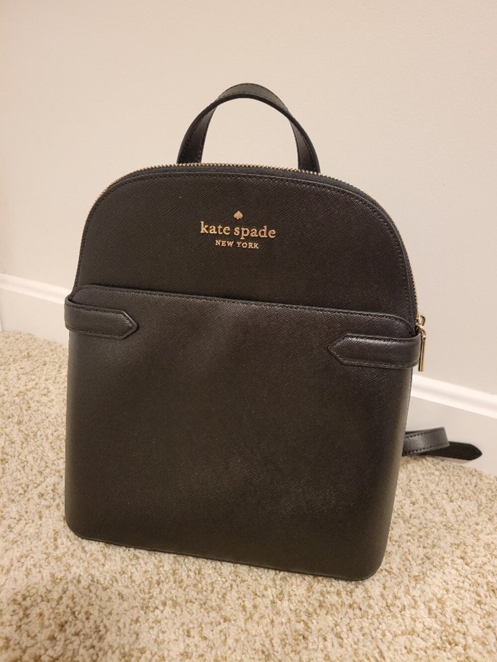 NWT Kate Spade Black Staci Medium Dome Backpack Saffiano Leather